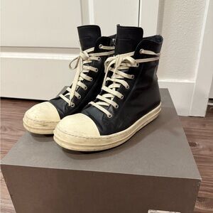 Rick Owens Black High-Top Sneakers